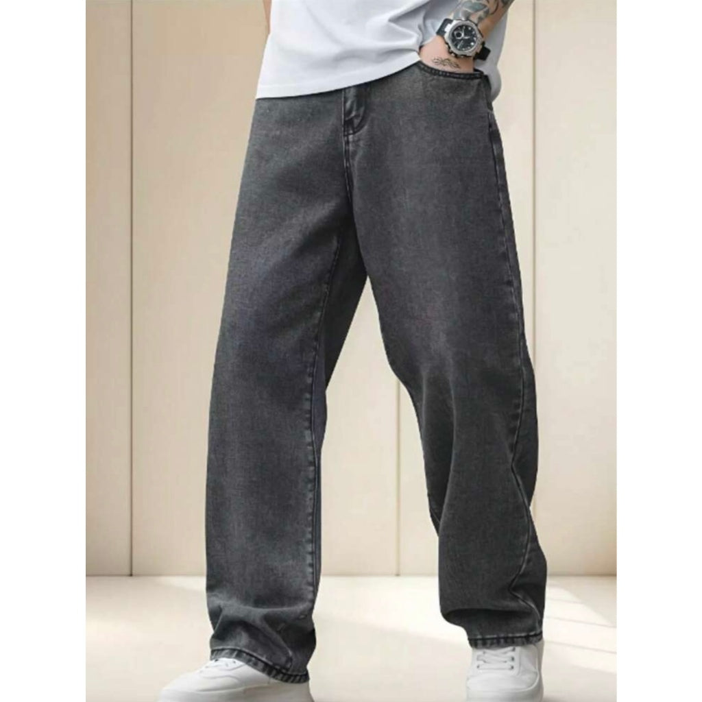 Calça Balão Masculina Reta Baggy Estilo Rua Com Ajuste Moda Skate Tamanho