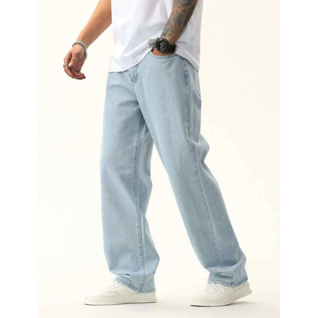 Calça Balão Masculina Reta Baggy Estilo Rua Com Ajuste Moda Skate Tamanho