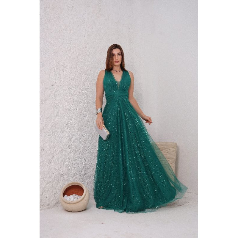 vestido femenino  brilhoso ideal para festa elegante S.C