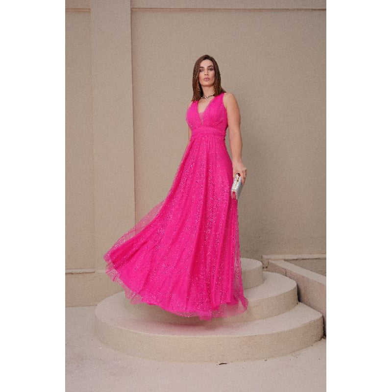 vestido femenino  brilhoso ideal para festa elegante S.C