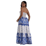 Vestido Floral Longo Tomara que Caia Feminino Casual Elegante Leve Verão Tendência