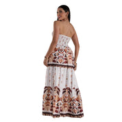 Vestido Floral Longo Tomara que Caia Feminino Casual Elegante Leve Verão Tendência