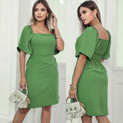 Vestido feminino Midi tecido Duna Air Flow forrado Manga Flare