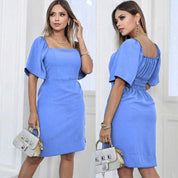 Vestido feminino Midi tecido Duna Air Flow forrado Manga Flare
