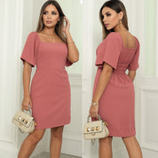 Vestido feminino Midi tecido Duna Air Flow forrado Manga Flare