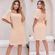 Vestido feminino Midi tecido Duna Air Flow forrado Manga Flare