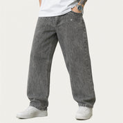 Calça Balão Jeans Masculina Grafite 100% Algodão Grosso Boca Larga Bag Streetwear Urbana Casual Moda Atual Tendência