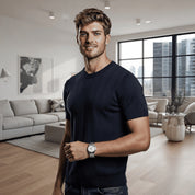 Camisa Masculina De Tricô Estilosa Malha Texturizada Básica Lisa Slim Premium