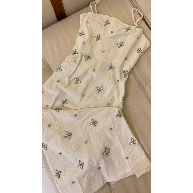 Vestido Midi Gio Bordado com Strass