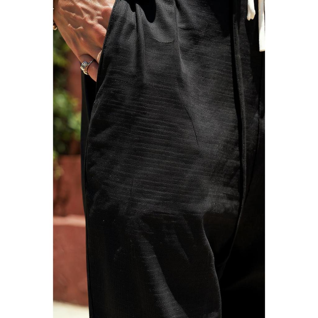 Calça LINHO Masculina Baggy Folgada Reta Streetwear Bag Balão Calça Linho Alfaiataria Com Cordão