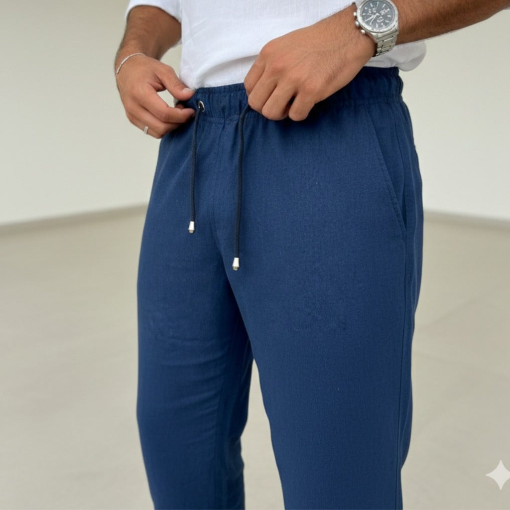 Calça Masculina de Linho Premium Alfaiataria Casual Leve Confortável Ideal Praia, Festa, Carnaval