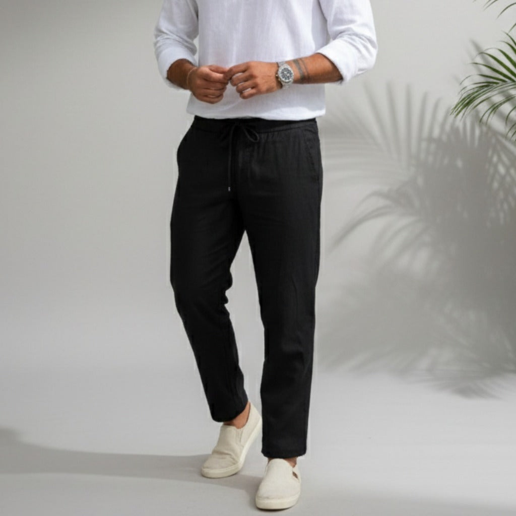 Calça Masculina de Linho Premium Alfaiataria Casual Leve Confortável Ideal Praia, Festa, Carnaval