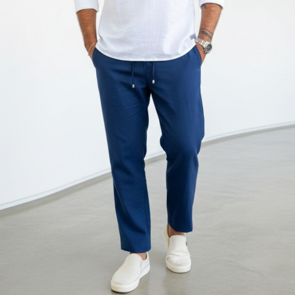Calça Masculina de Linho Premium Alfaiataria Casual Leve Confortável Ideal Praia, Festa, Carnaval