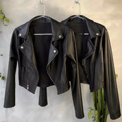 Jaqueta De Couro Feminina Com Ziper Inverno Elegante Com Ziper