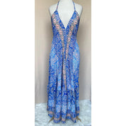Vestido Longo Seda Indiana Frente Única Costa Nua- Estilo Boho Chic
