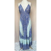 Vestido Longo Seda Indiana Frente Única Costa Nua- Estilo Boho Chic