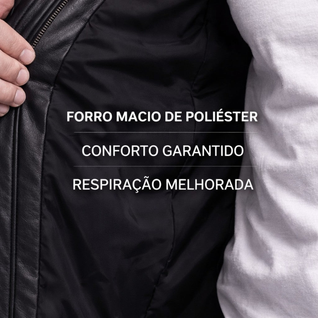 Jaqueta de Couro Masculina Slim Resistente Forrada Luxo