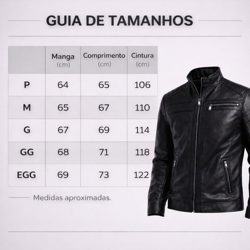 Jaqueta de Couro Masculina Slim Resistente Forrada Luxo