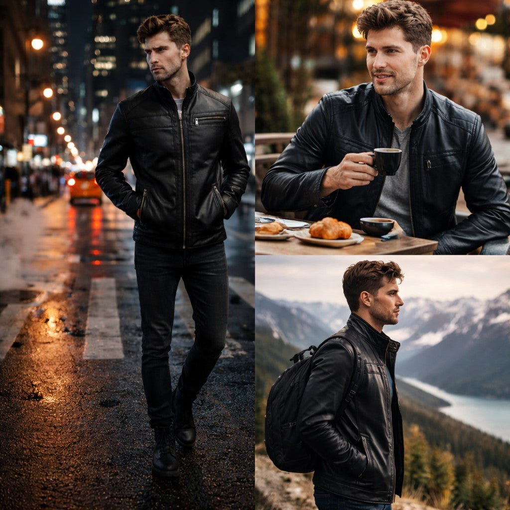Jaqueta de Couro Masculina Slim Resistente Forrada Luxo
