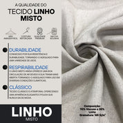 Camisa Linho Masculina Social Gola Italiana Casual Luxo Premium Manga Curta