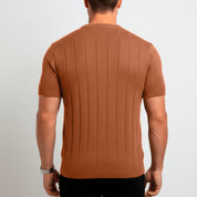 Camisa Masculina Gola Redonda Canelado Manga Curta Tricot Premium Básico Blusa Casual Camiseta