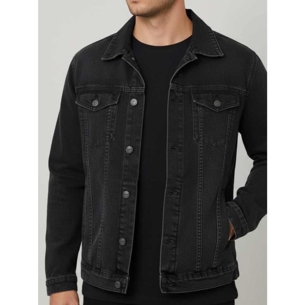 Jaqueta Jeans Masculina Com Fechamento em Botões