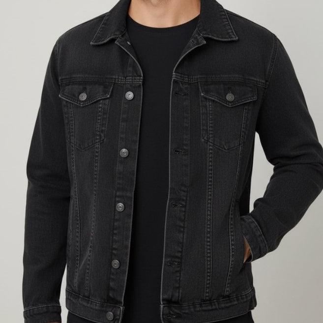 Jaqueta Jeans Masculina Com Fechamento em Botões