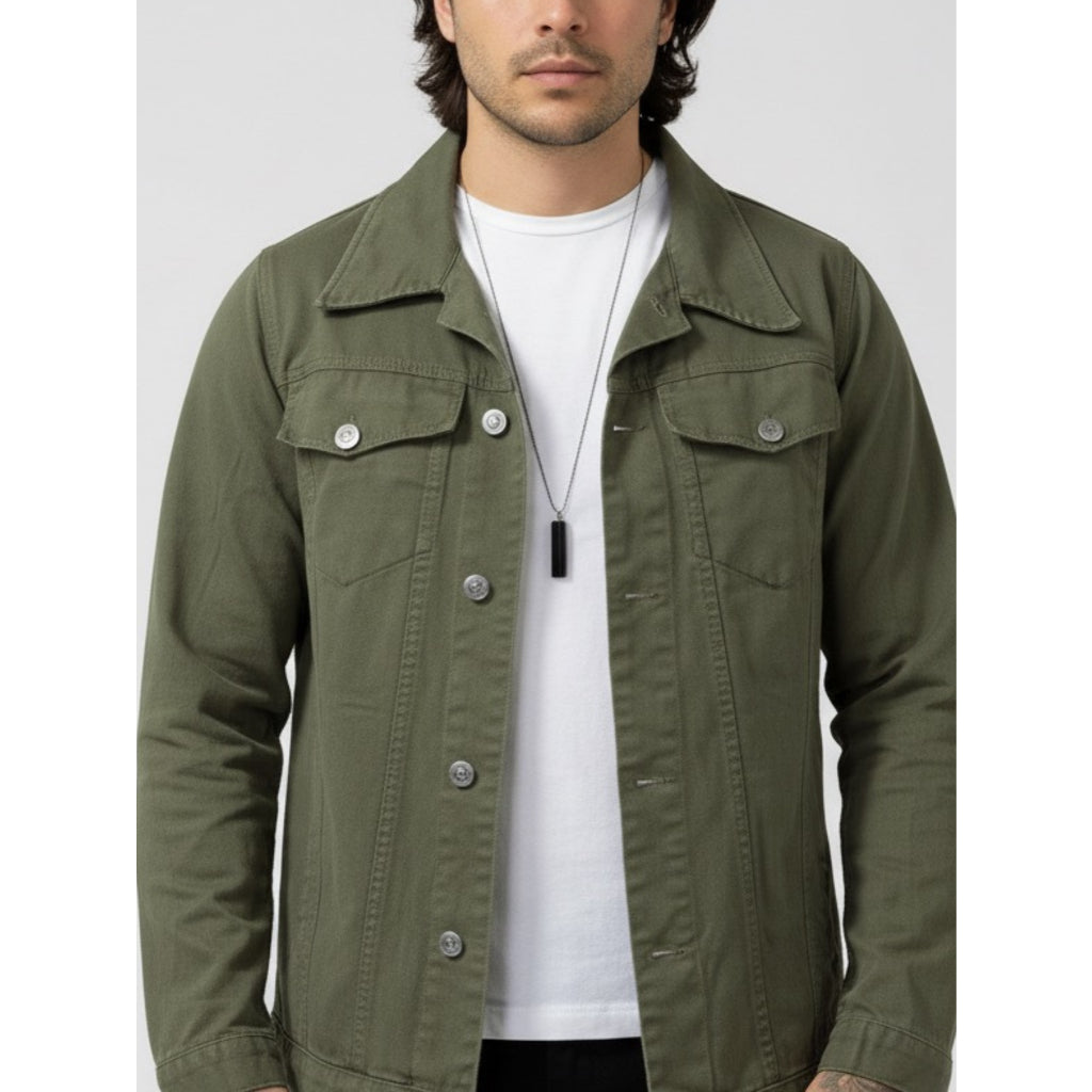 Jaqueta Jeans Masculina Com Fechamento em Botões
