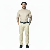 Camisa Social Masculina Gola Padre Manga Curta Aspecto Linho