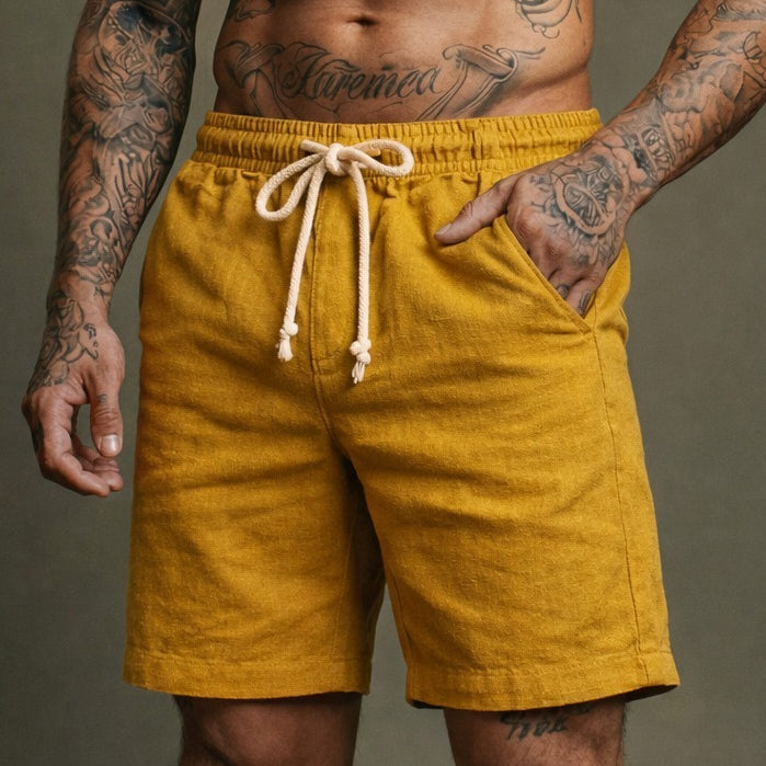 Short Linho Masculino Premium Estilo Mauricinho Moda Praia Verão - Cordão Ajustável Luxo