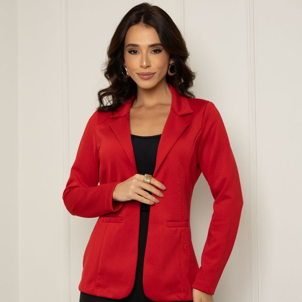 Blazer Social Feminino Elegante Atemporal Sobretudo Acinturado Casual