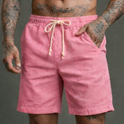 Short Linho Masculino Premium Estilo Mauricinho Moda Praia Verão - Cordão Ajustável Luxo