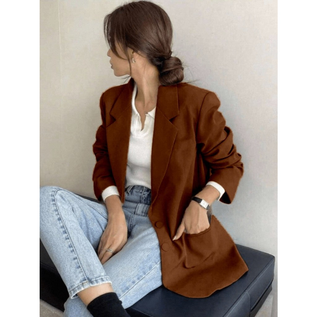 Blazer alfataria com forro com botão feminino casaco elegante social coleção nova Blazer Curto Aiustado Corde Damasco pa