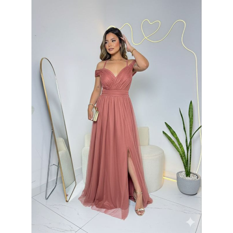 vestido femenino de festa com brilho e sem brilho ideal para casamentos convidadas aniversario (F)