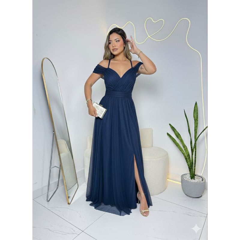 vestido femenino de festa com brilho e sem brilho ideal para casamentos convidadas aniversario (F)