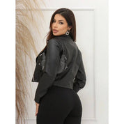 Jaqueta De Couro Feminina Com Ziper Inverno Elegante Envio Imediato