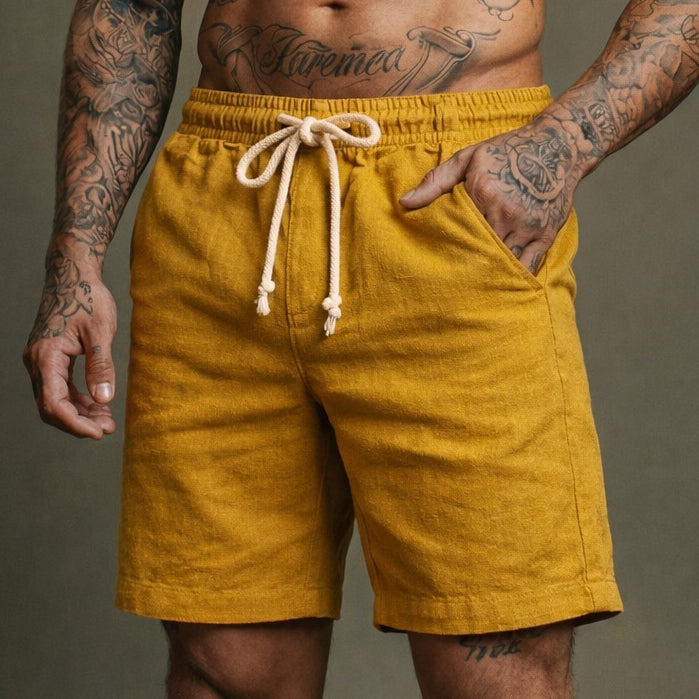 Short Linho Masculino Premium Estilo Mauricinho Moda Praia Verão - Cordão Ajustável Luxo