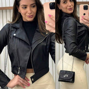 Jaqueta De Couro Feminina Com Ziper Inverno Elegante Envio Imediato