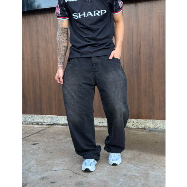 Calça Balão Jeans Masculina Baggy Streetwear Calca Bag Boca Larga Reta Estonada Calças