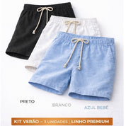 Short Linho Masculino Premium Estilo Mauricinho Moda Praia Verão - Cordão Ajustável Luxo