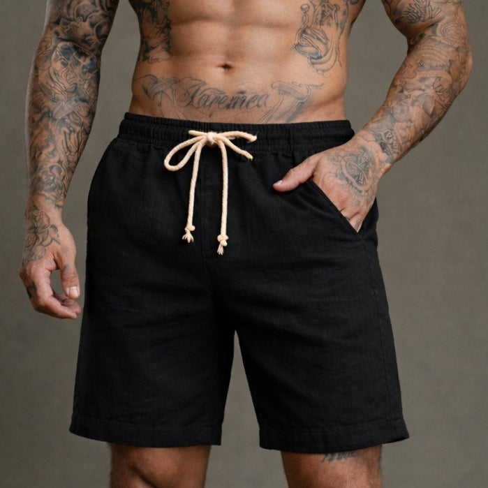 Short Linho Masculino Premium Estilo Mauricinho Moda Praia Verão - Cordão Ajustável Luxo