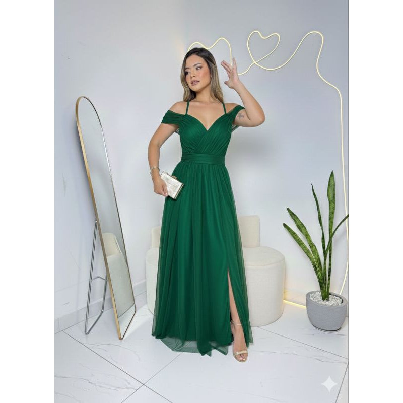 vestido femenino de festa com brilho e sem brilho ideal para casamentos convidadas aniversario (F)