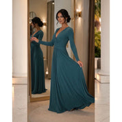 Vestido Longo manga longa Malha Fluity Premium Elegante Festa Casamento madrinha lindo