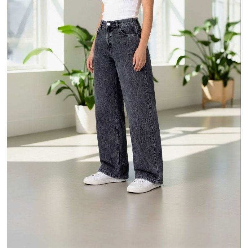 Calça Feminina Wide Leg 36 ao 48 Balão Baggy Boca Larga Estonado Moda Feminina Streetwear 100% Algodão Direto da Fábrica