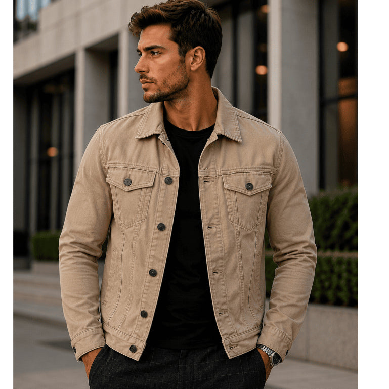 Jaqueta Jeans Masculina Algodão Premium Estilo Moderno Design Versatil Casual Elegante Confortável