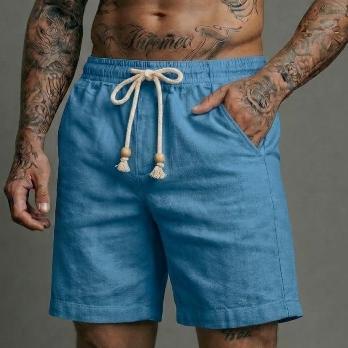 Short Linho Masculino Premium Estilo Mauricinho Moda Praia Verão - Cordão Ajustável Luxo