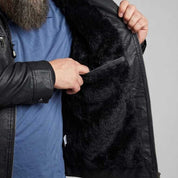 Jaqueta Couro Motoqueiro Forrada Pelo Capuz Removível Inverno Zíper Reforçado Masculina Premium Confortável Elegante
