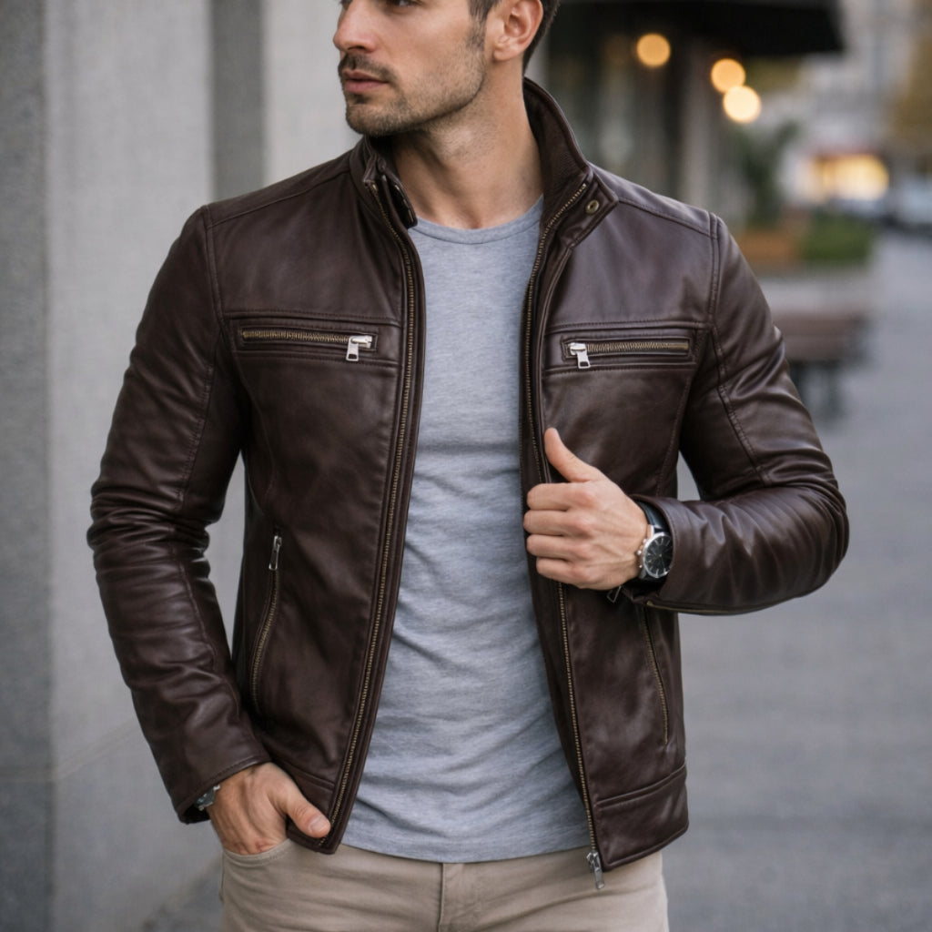Jaqueta De Couro Masculina Casaco Blusa De Frio Corta Vento Impermeavel