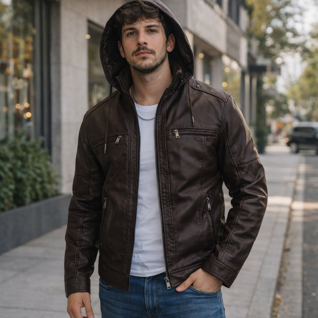 Jaqueta De Couro Masculina Casaco Blusa De Frio Corta Vento Impermeavel
