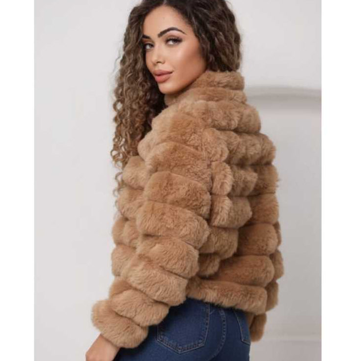 Jaqueta Puffer Feminina Teddy Pelúcida Inverno Pelinhos casaco de pele sintetica faux fur jacket